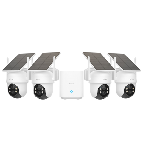 Aosu C9C-4H, SolarCam D1 Classic Kit – 4 Solar Security Cameras, Home Station, 3MP, Full Color Night Vision, AI Detection, IP65