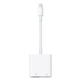 White USB-C to Lightning adapter on a white background