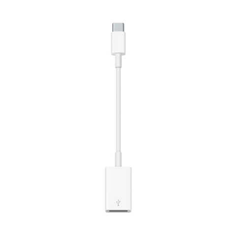 White USB-C to Lightning adapter on a white background