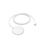 White circular charging pad with USB-C cable on a white background