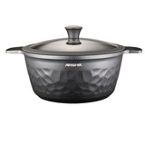 Arshia CO110-3126, 24cm Die-Casting Aluminium Casserole with Lid – Diamond Design, Non-Stick Interior