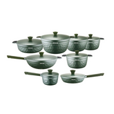 Arshia CO110-3303, 16-Piece Green Diamond Non-Stick Die-Cast Aluminium Cookware Set