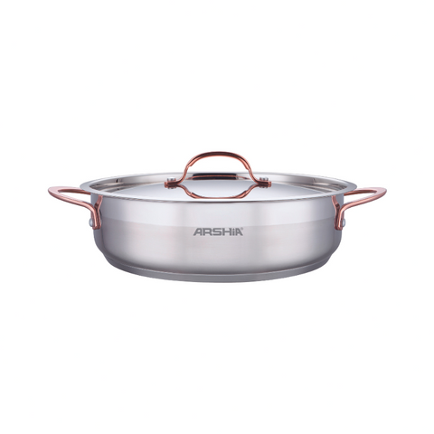 Arshia SS014-3315, 32cm Stainless Steel Shallow Pan With 2 Lids