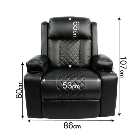 Black Bull Premium Sofa Swivel Rocker Recliner Size (H:107 W: 86 cm) โ PU Black (Free Delivery and Installation)