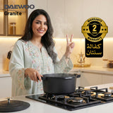 Daewoo 24cm Granite Casserole Pot with Lid - DASAG24 (2-Year Warranty)