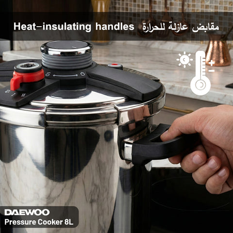 Daewoo 3-In-1 Stainless Steel Pressure Cooker 8L - 3 PSI Settings