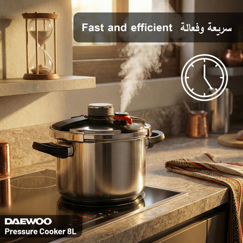 Daewoo 3-In-1 Stainless Steel Pressure Cooker 8L - 3 PSI Settings