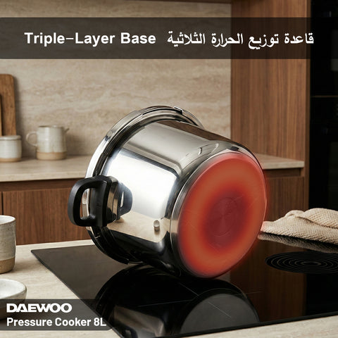 Daewoo 3-In-1 Stainless Steel Pressure Cooker 8L - 3 PSI Settings