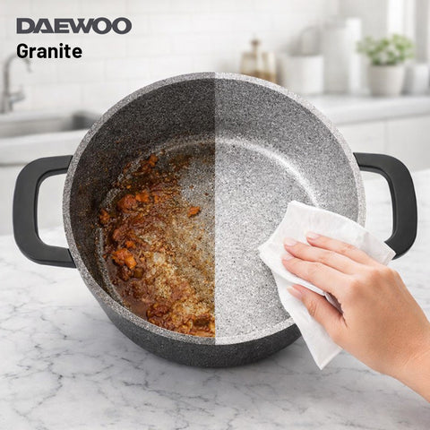 Daewoo 24cm Granite Casserole Pot with Lid - DASAG24 (2-Year Warranty)