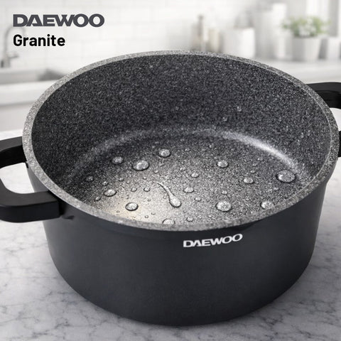 Daewoo 24cm Granite Casserole Pot with Lid - DASAG24 (2-Year Warranty)