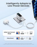 Anker 100W 3-Port USB-C Charger with Smart Display & USB-C Cable - Silver