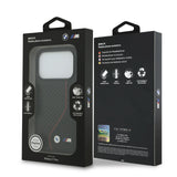 BMW, PU Leather & Carbon Case with Colored Line Stitch, iPhone 17 Pro