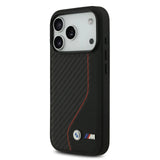 BMW, PU Leather & Carbon Case with Colored Line Stitch, iPhone 17 Pro