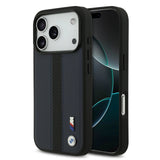 BMW, PU Leather Case with Perforated Stripes & Metal Logos, iPhone 17 Pro