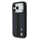 BMW, PU Leather Case with Perforated Stripes & Metal Logos, iPhone 17 Pro