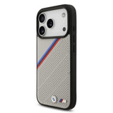 BMW, MagSafe PU Leather Case With Tricolor Slanted Stripes & Metal Logos, iPhone 17 Pro