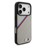 BMW, MagSafe PU Leather Case With Tricolor Slanted Stripes & Metal Logos, iPhone 17 Pro