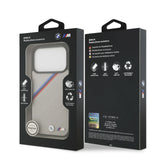 BMW, MagSafe PU Leather Case With Tricolor Slanted Stripes & Metal Logos, iPhone 17 Pro