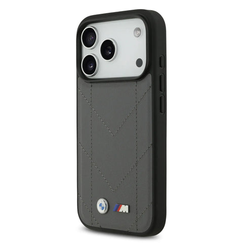BMW, MagSafe PU Quilted Leather Case with Metal Logos, iPhone 17 Pro