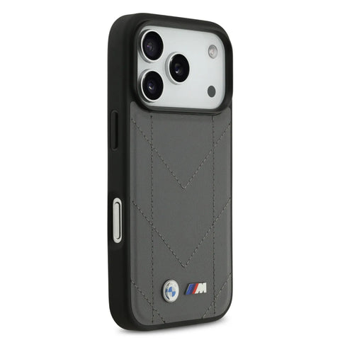 BMW, MagSafe PU Quilted Leather Case with Metal Logos, iPhone 17 Pro