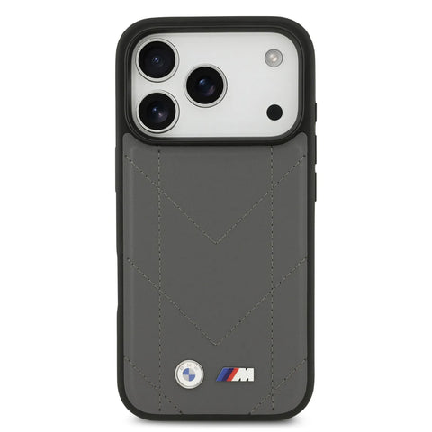 BMW, MagSafe PU Quilted Leather Case with Metal Logos, iPhone 17 Pro