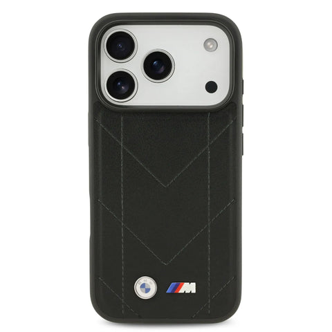 BMW, MagSafe PU Quilted Leather Case with Metal Logos, iPhone 17 Pro