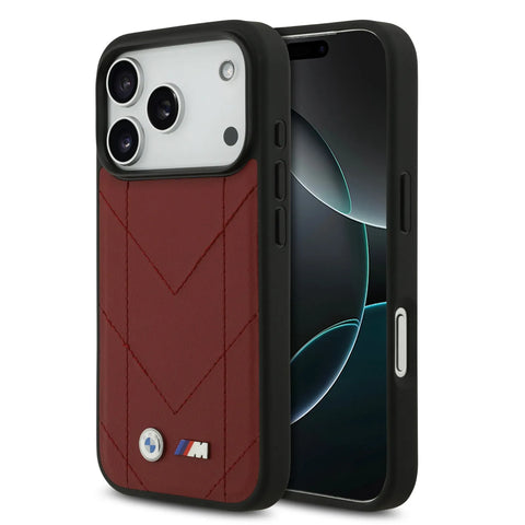 BMW, MagSafe PU Quilted Leather Case with Metal Logos, iPhone 17 Pro