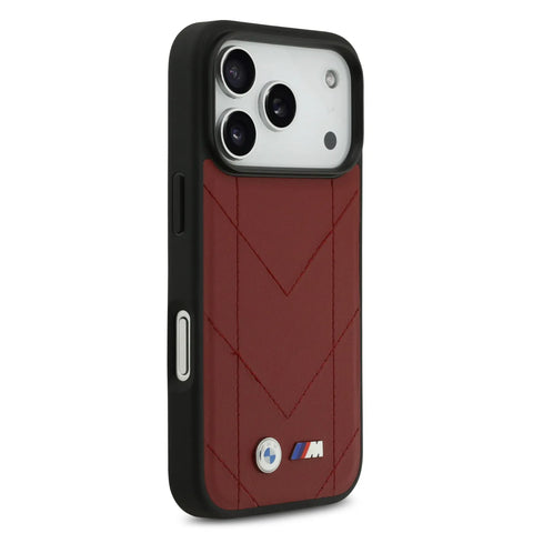 BMW, MagSafe PU Quilted Leather Case with Metal Logos, iPhone 17 Pro