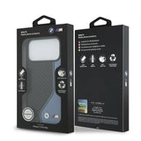 BMW, PU Leather & Carbon Case with Colored Line Stitch, iPhone 17 Pro Max