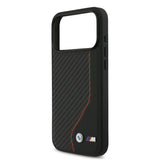 BMW, PU Leather & Carbon Case with Colored Line Stitch, iPhone 17 Pro Max
