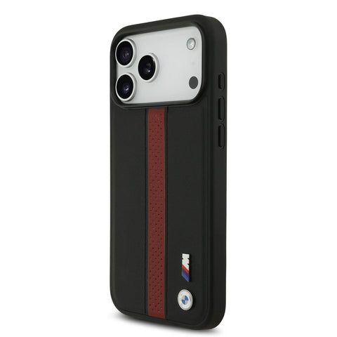 BMW, PU Leather Case with Perforated Stripes & Metal Logos, iPhone 17 Pro Max