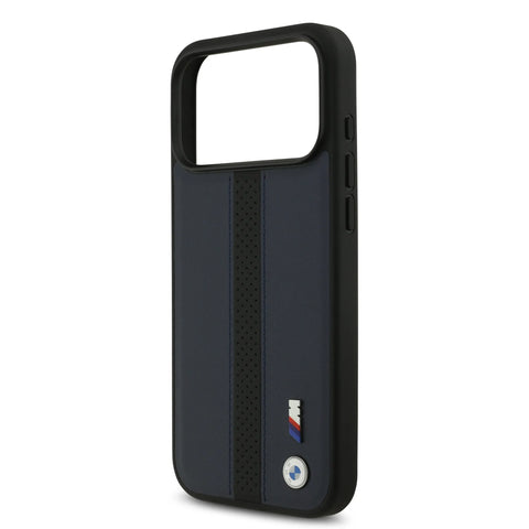 BMW, PU Leather Case with Perforated Stripes & Metal Logos, iPhone 17 Pro Max