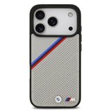 BMW, MagSafe PU Leather Case With Tricolor Slanted Stripes & Metal Logos, iPhone 17 Pro Max