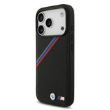 BMW, MagSafe PU Leather Case With Tricolor Slanted Stripes & Metal Logos, iPhone 17 Pro Max