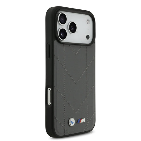 BMW, MagSafe PU Quilted Leather Case with Metal Logos, iPhone 17 Pro Max