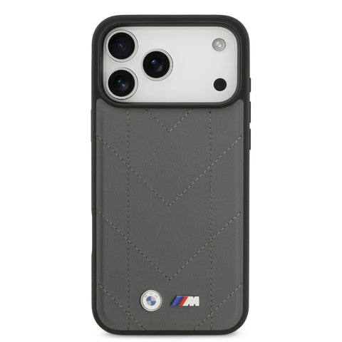 BMW, MagSafe PU Quilted Leather Case with Metal Logos, iPhone 17 Pro Max