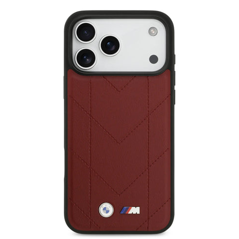 BMW, MagSafe PU Quilted Leather Case with Metal Logos, iPhone 17 Pro Max