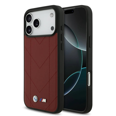 BMW, MagSafe PU Quilted Leather Case with Metal Logos, iPhone 17 Pro Max