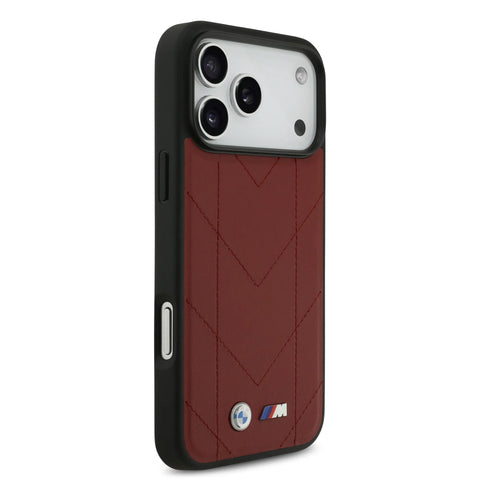 BMW, MagSafe PU Quilted Leather Case with Metal Logos, iPhone 17 Pro Max