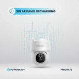 Powerology PPBCHA73, Built-In Solar Pan & Tilt Outdoor Camera - White