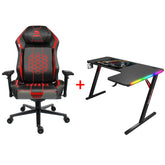Black Bull Super Pro Gaming Chair with Gamax P201-RB RGB Carbon Fiber Gaming Table 140x100x74cm