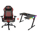 Black Bull Super Pro Gaming Chair with Gamax P201-RB RGB Carbon Fiber Gaming Table 140x100x74cm