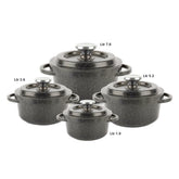 Core Ss22 Granite Cookware Collection Pots 8 Pcs Set 1.9 LTR + 2.6 LTR + 5.2 LTR + 7.6 LTR