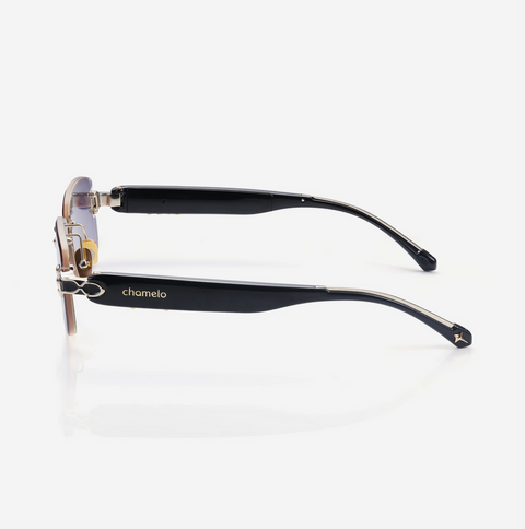 Chamelo Aura Touch Prismatic Smart Sunglasses with Color-Changing Lenses - Calm Mirror / Black Frame