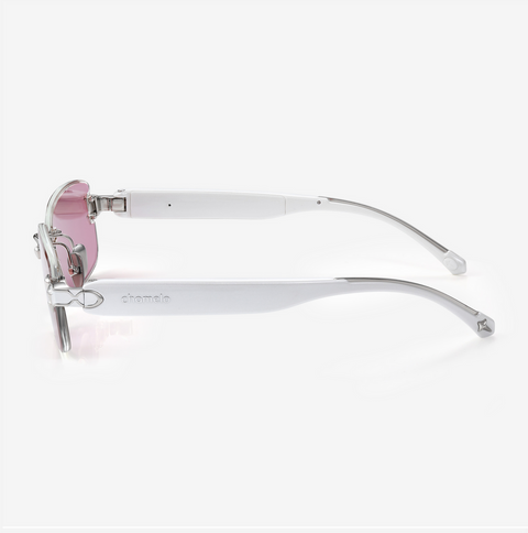 Chamelo Aura Touch Prismatic Smart Sunglasses with Color-Changing Lenses - Calm Mirror / White Frame