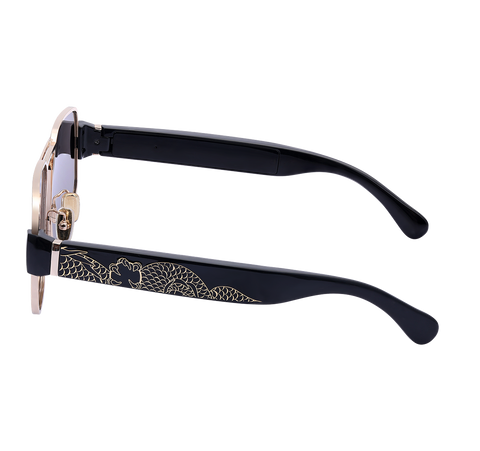 Chamelo Dragon Slider HVL Smart Sunglasses with Polarized Adjustable Tint Lenses - Smoke Glossy Mirror / Black Gold Frame