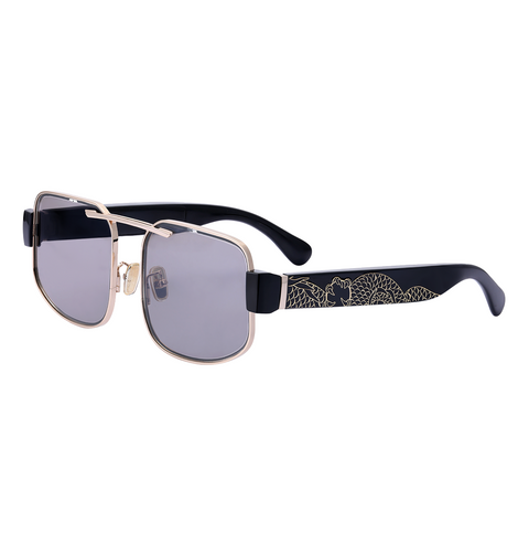 Chamelo Dragon Slider HVL Smart Sunglasses with Polarized Adjustable Tint Lenses - Smoke Glossy Mirror / Black Gold Frame