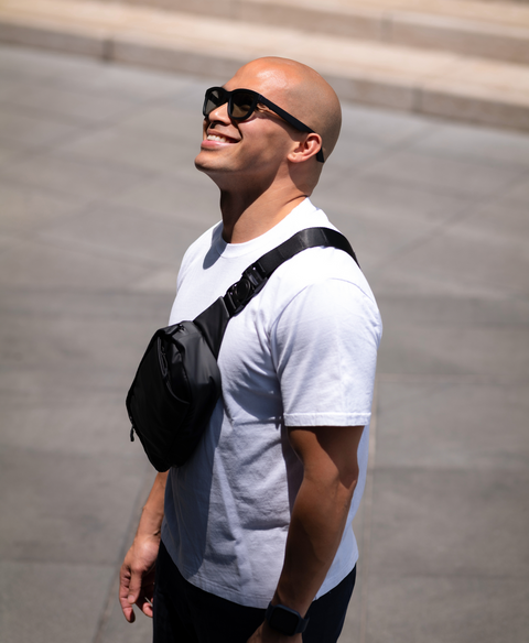 Chamelo Dusk Classic Button/App Alpha Smart Sunglasses with Adjustable Tint & Audio - Smoke Mirror / Matte Black Frame