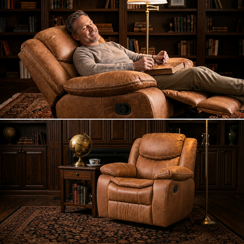 Lounge Swivel Rocking Recliner Sofa (106 x 98 x 102 cm) - Light Brown