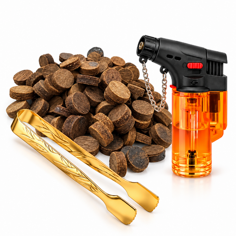 Bundle - Rawad AL-Malakiya Disc Incense - 1 Tola + Tong + Lighter